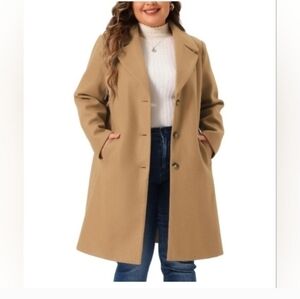 Agnes Orinda Women's Plus Size Coats Long Sleeve Single Breasted Notched Lapel